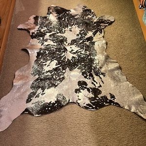 Acid Washed Silver Metallic Cowhide